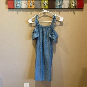 Denim cold shoulder dress